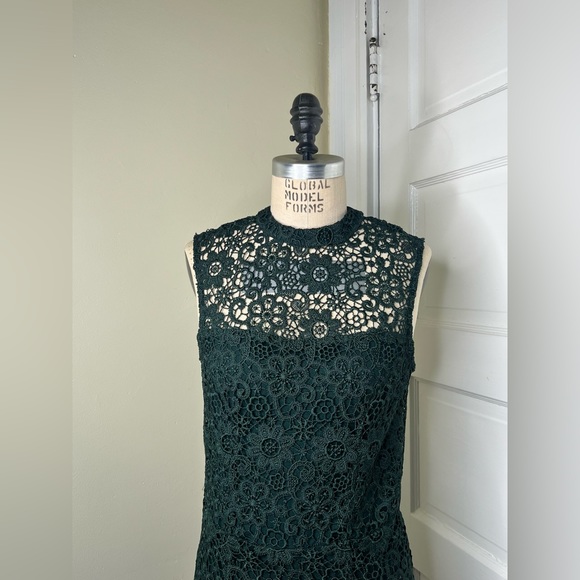 MNG mango Green Lace Shift Dress Open Back S 4 Midi - Picture 5 of 8